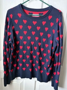 croft & barrow Navy Sweater with Red Heart Motif